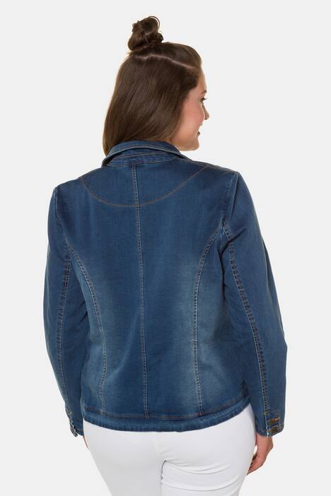 Sweat-Blazer, Denimoptik, kurze Form, Wascheffekte