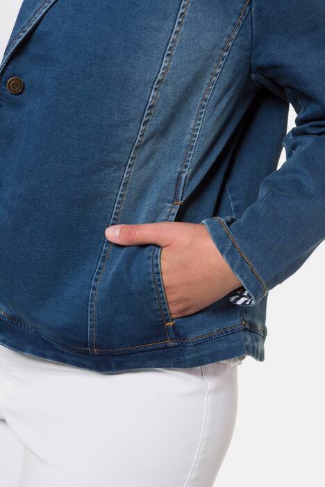 Sweat-Blazer, Denimoptik, kurze Form, Wascheffekte