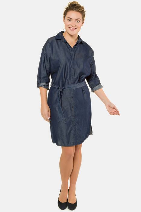 Hemdblusenkleid, Knopfleiste, Bindegürtel, Lyocell
