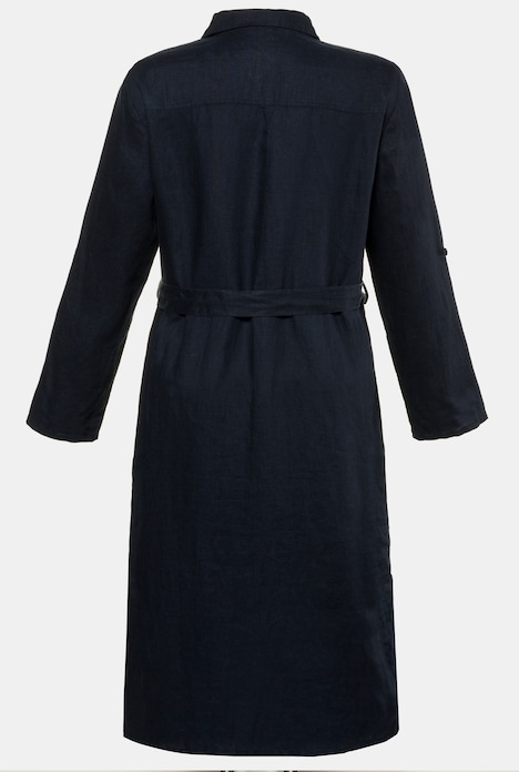 Kleid, reines Leinen, A-Linie, Bindegürtel