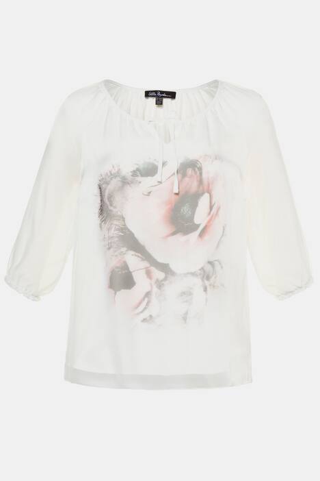 Tunika, Blütenmotiv, transparenter Chiffon