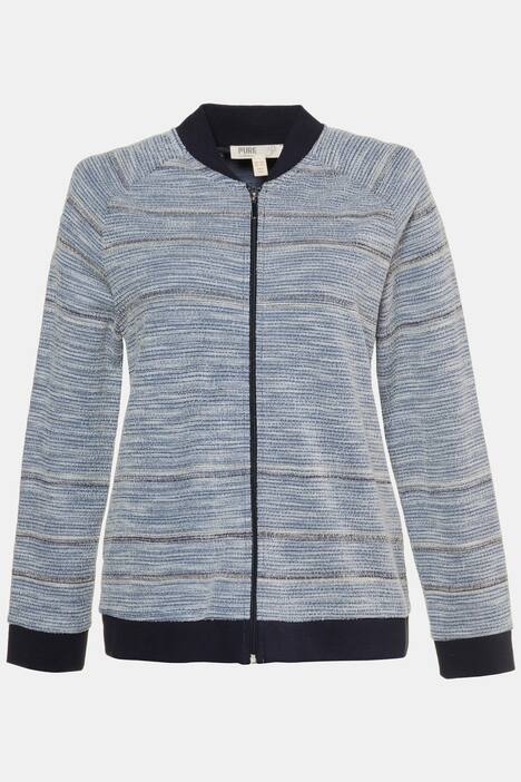 Eco Cotton Stripe Zip Front Raglan Sleeve Sweatshirt