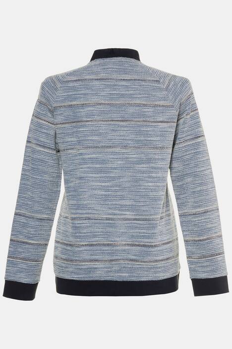 Eco Cotton Stripe Zip Front Raglan Sleeve Sweatshirt