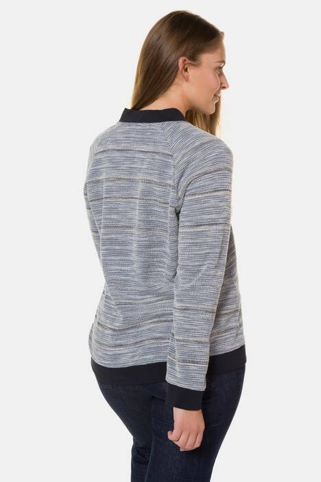 Eco Cotton Stripe Zip Front Raglan Sleeve Sweatshirt