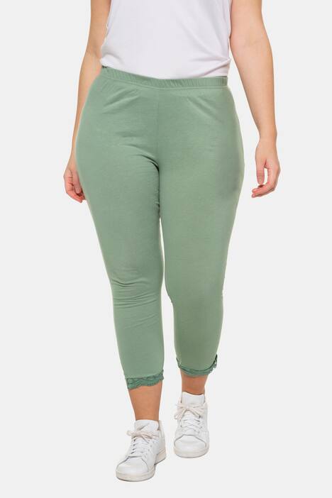 7/8-Leggings, Spitzensaum, Biobaumwolle
