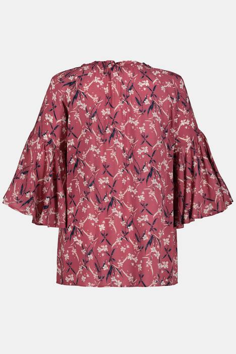 Bluse, Carmenausschnitt, Blütenmuster, Volantärmel