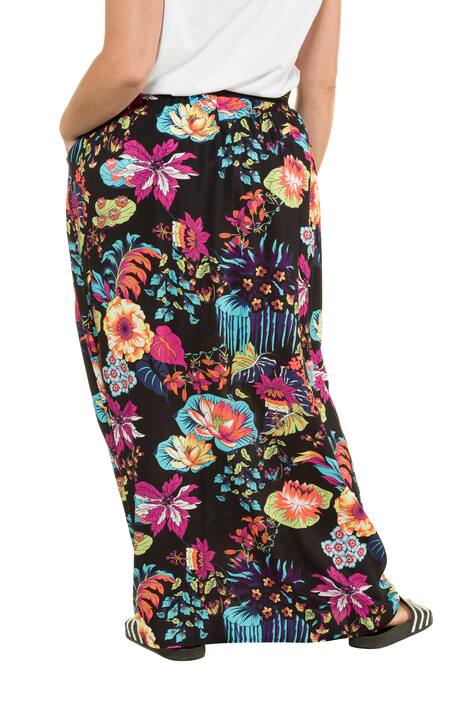 Colorful Floral Print Elastic Waist Extra Long Maxi Skirt