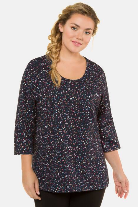 Shirt, Minimalmuster, länger geschnitten, 3/4-Ärmel