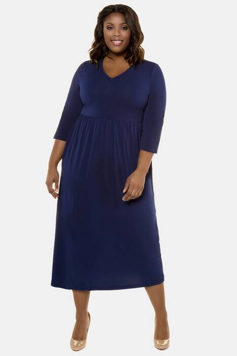 Kleid, gemusterter Jersey, Prinzess-Form, 3/4-Ärmel