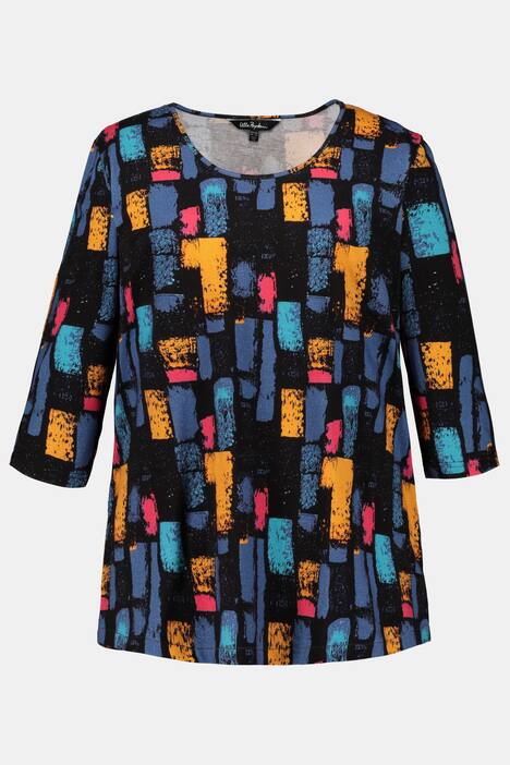 Shirt, grafisches Muster, länger geschnitten, 3/4-Ärmel
