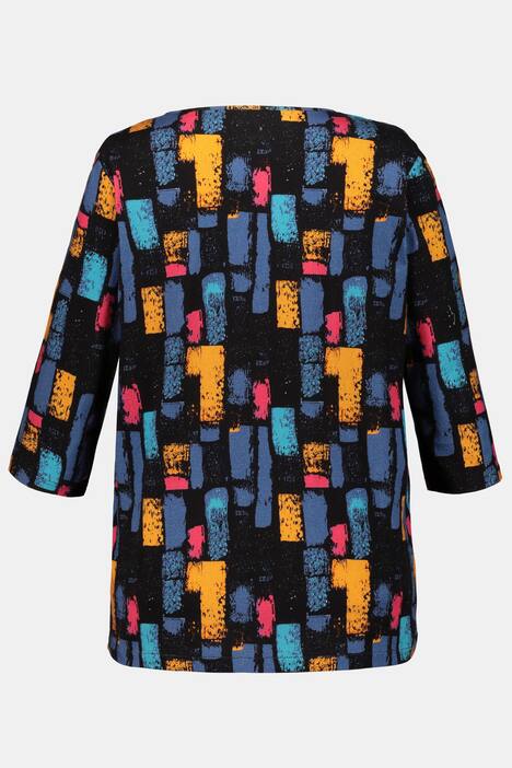 Shirt, grafisches Muster, länger geschnitten, 3/4-Ärmel