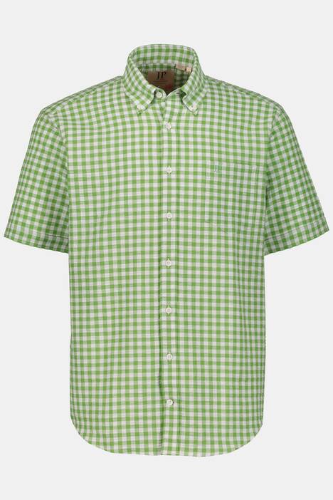 Halbarm-Karohemd, Seersucker, Button-Down Kragen