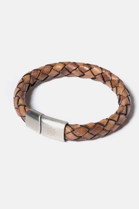 Herren Lederarmband, geflochten, Magnet-Verschluss