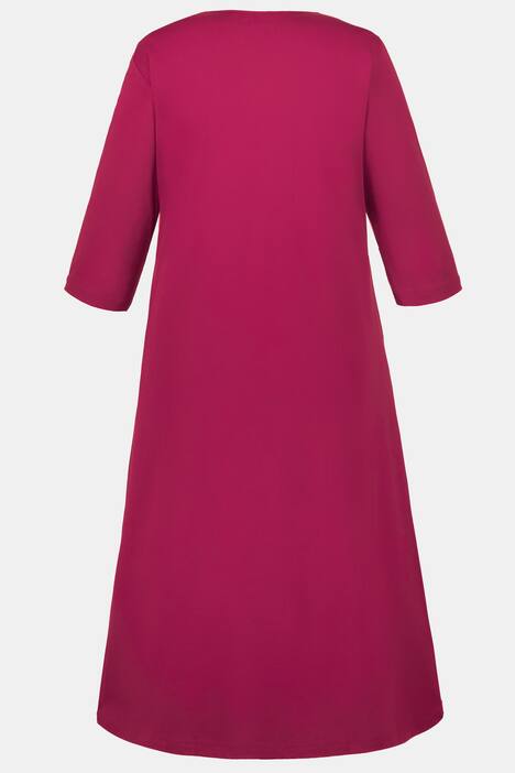 Gathered V-Neck Cotton Pocket Knit Dress