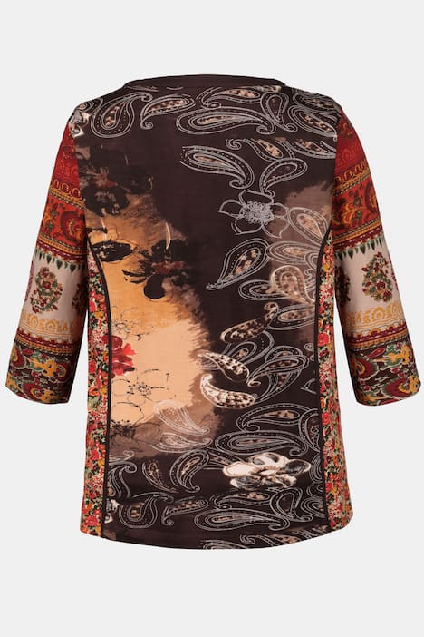 Shirt, Mustermix, Wiener Nähte, länger geschnitten, 3/4-Ärmel