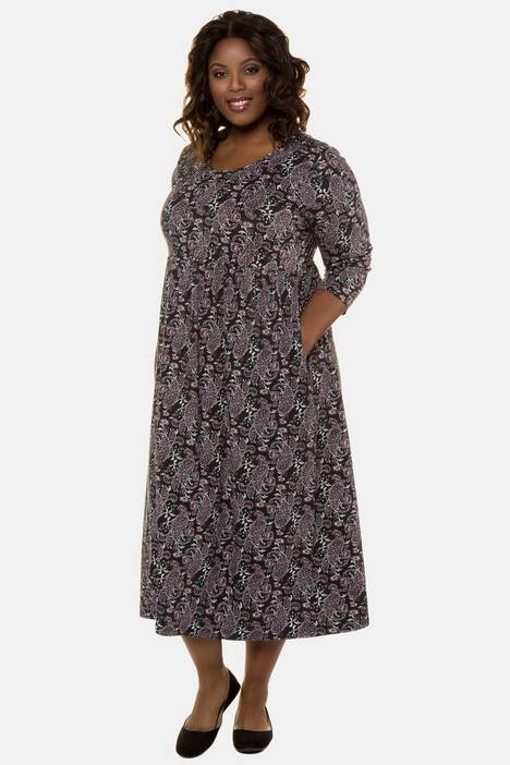Kleid, floral gemusterter Jersey, Prinzess-Linie, 3/4-Ärmel