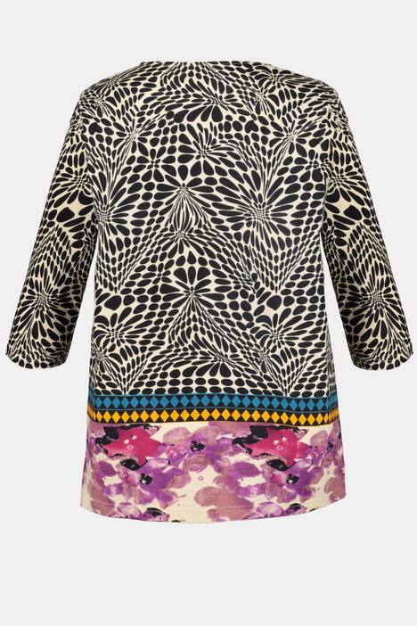 Shirt, grafisch gemustert, länger geschnitten, 3/4-Ärmel