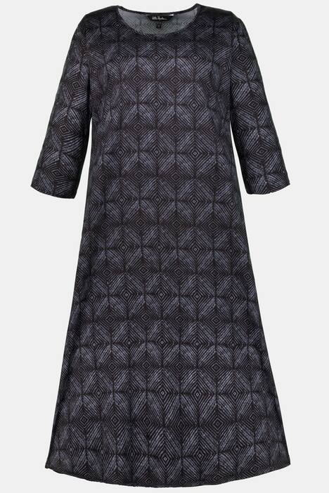 Kleid, grafisch gemusterter Jersey, 3/4-Ärmel