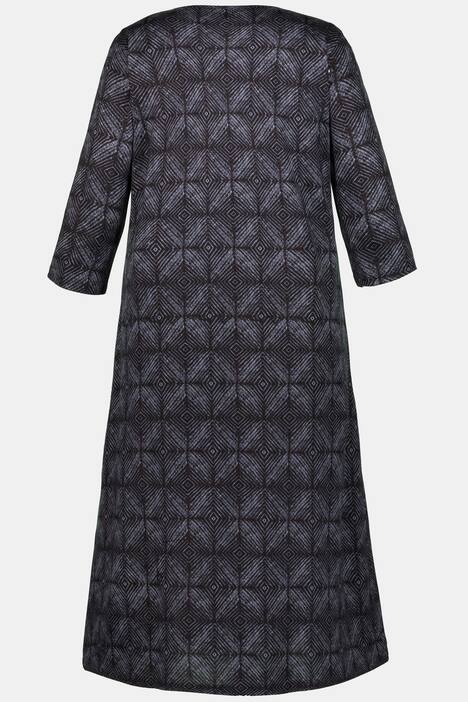 Kleid, grafisch gemusterter Jersey, 3/4-Ärmel