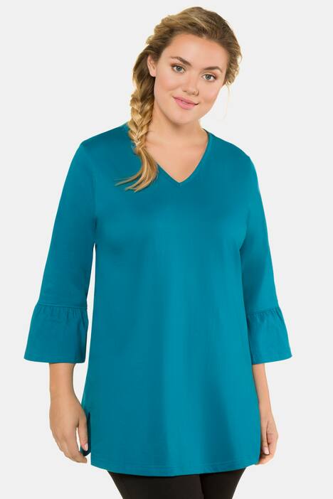 Tulip Sleeve V-Neck Cotton Knit Tunic