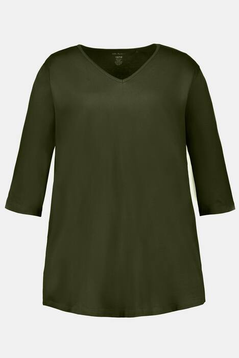 Swing Pocket V-Neck Cotton A-line Knit Tunic