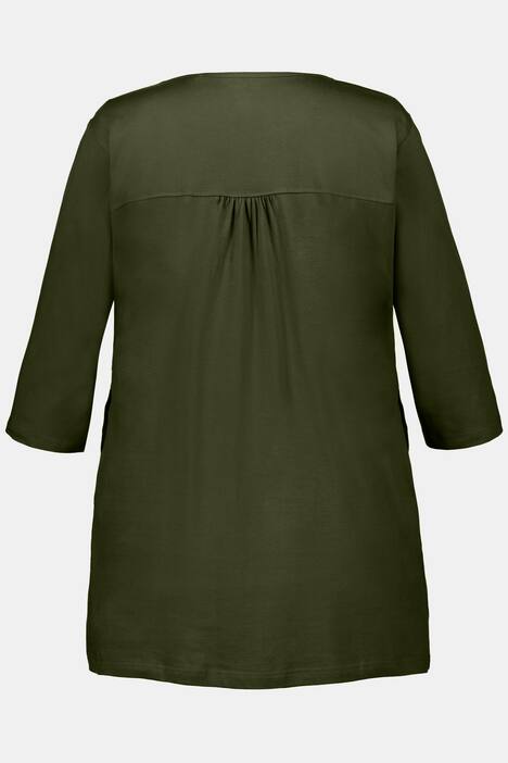 Swing Pocket V-Neck Cotton A-line Knit Tunic