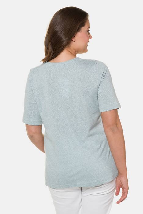 T-Shirt, Metallic-Schriftzug, Nieten, Flammjersey