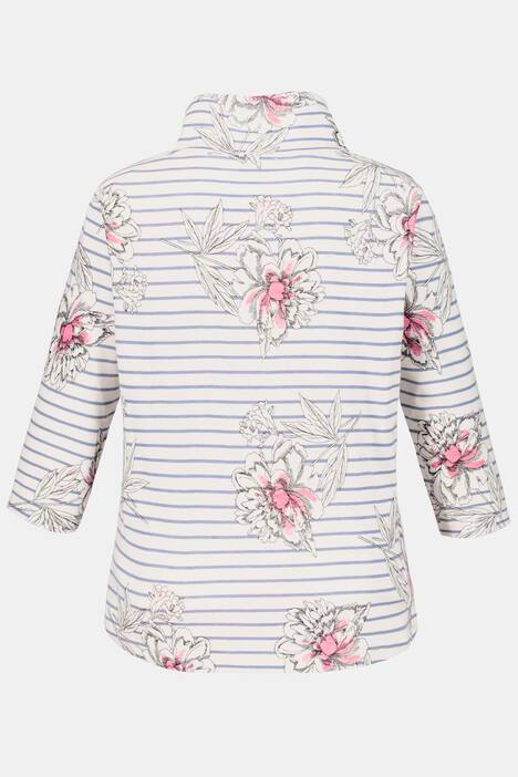 Shirt, Ringel, Blüten, weiter Kragen, Bindeband