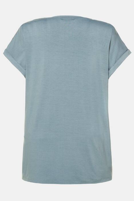 T-Shirt, Blütenmuster, Oversized, Rücken uni