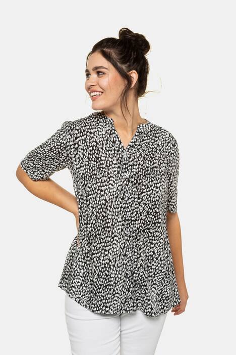 Bluse, Punktmuster, Tunika-Ausschnitt