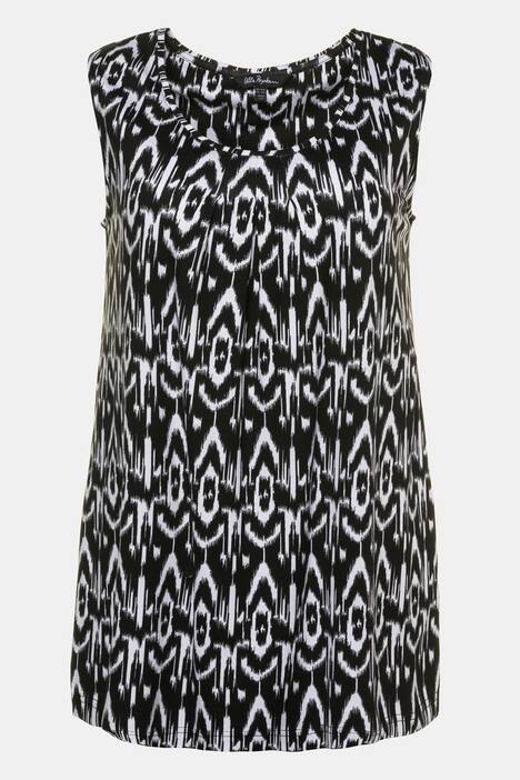 Ikat Graphic Round Neck Stretch Knit Tank
