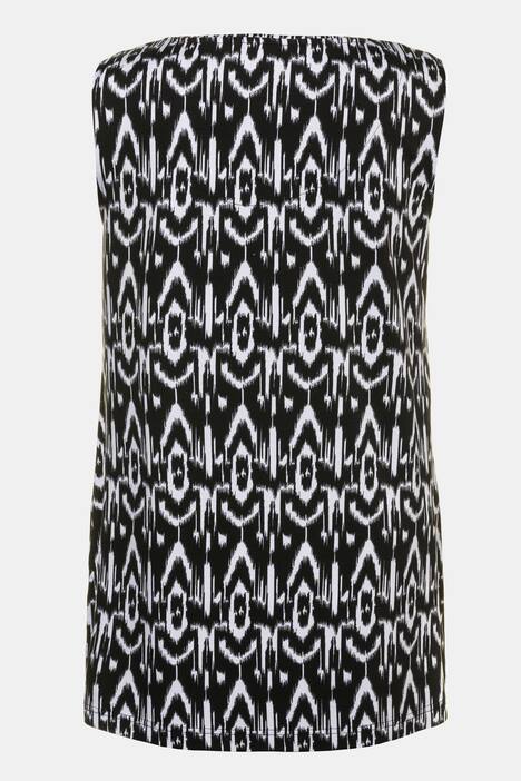 Ikat Graphic Round Neck Stretch Knit Tank