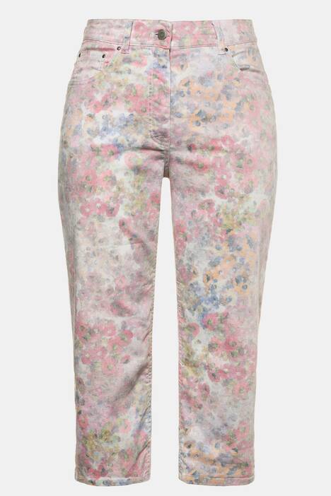 7/8-Jeans, bedruckter Denim, 5-Pocket, Komfortbund