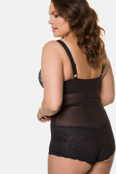 Spitzenbody, Streifenjacquard, Softcups, Powermesh