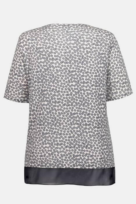 T-Shirt, Kreismuster, Relaxed, Schnürung, Chiffonsaum