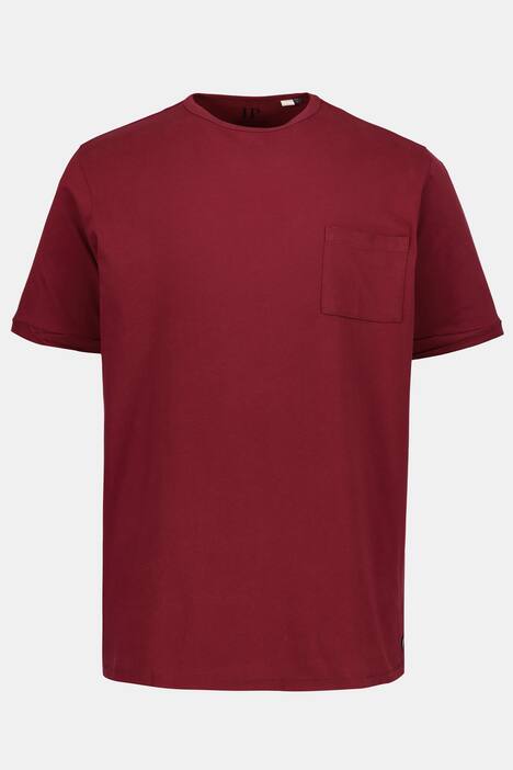 Pocket Round Neck Short Sleeves Cotton Knit Tee
