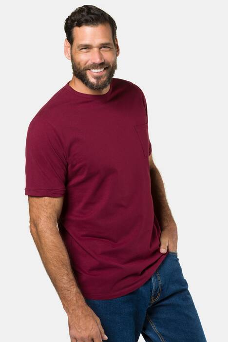 Pocket Round Neck Short Sleeves Cotton Knit Tee
