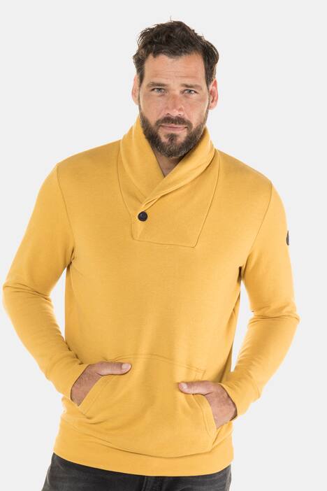 Sweatshirt, Schalkragen mit Knopf, Handcraft-Motiv
