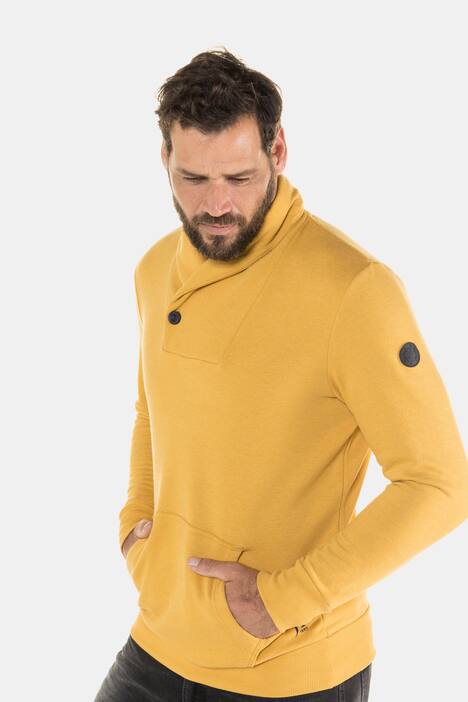 Sweatshirt, Schalkragen mit Knopf, Handcraft-Motiv