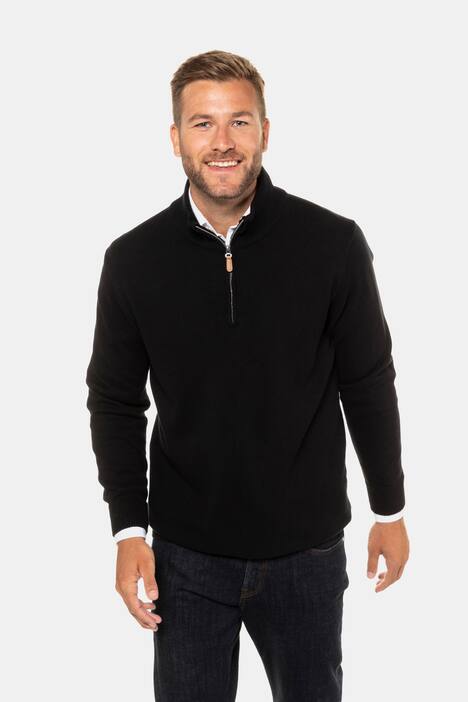 Zip Troyer Cotton Blend Long Sleeve Sweater