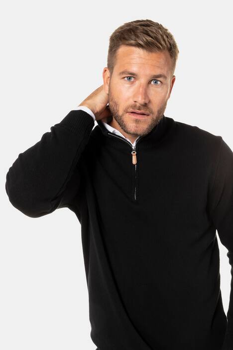 Zip Troyer Cotton Blend Long Sleeve Sweater