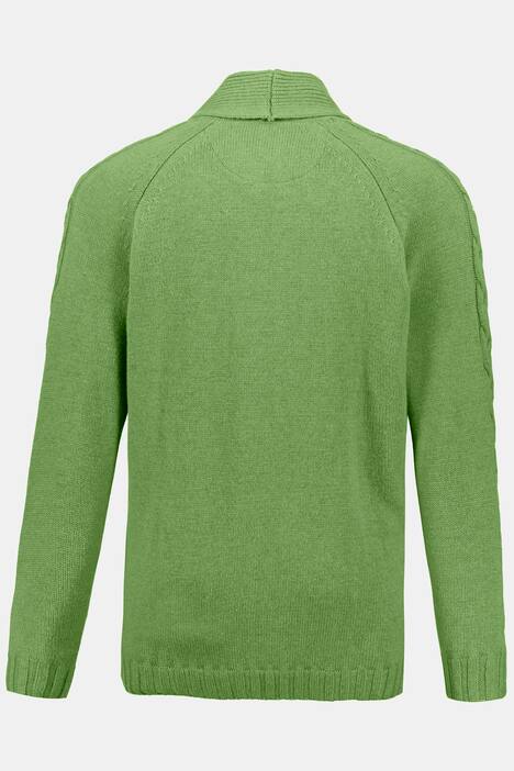 Strickjacke, Zopfmuster, Schalkragen, Woll-Mix