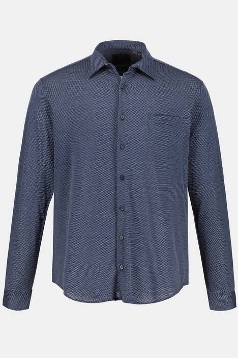 Jerseyhemd, gemustert, Kentkragen, Modern Fit