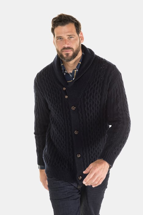 Roll Collar Knit Cardigan Sweater