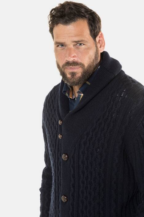 Roll Collar Knit Cardigan Sweater