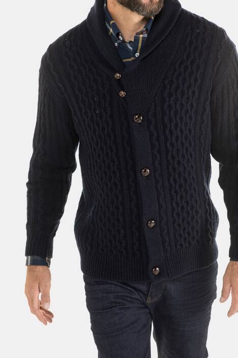 Roll Collar Knit Cardigan Sweater