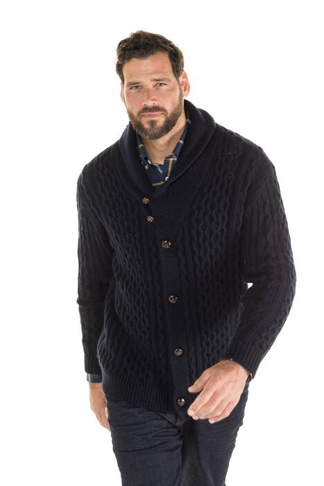 Roll Collar Knit Cardigan Sweater