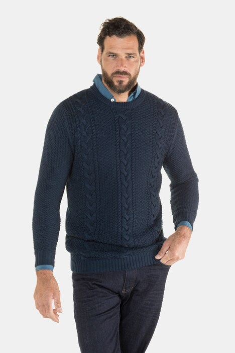 Pullover, vorne Zopfmuster, Rippbündchen
