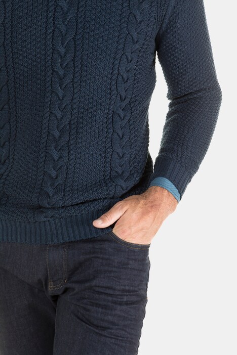 Pullover, vorne Zopfmuster, Rippbündchen