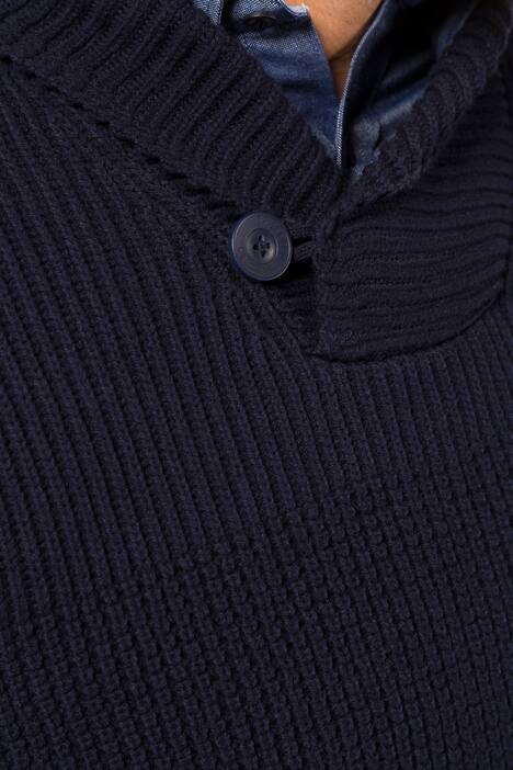Pullover, Schalkragen mit Knopf, Rippbündchen